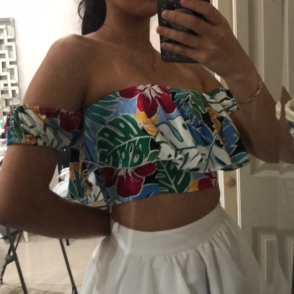 Off the shoulder Hawaiian top
